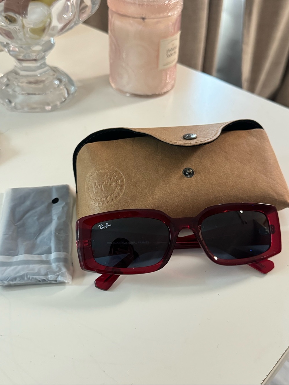 Ray-Ban Women's Burgundy Rectangular Sunglasses